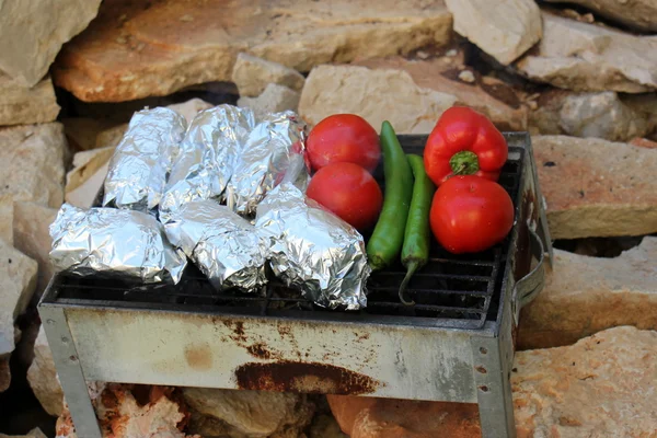 Comida cozinhada na grelha — Fotografia de Stock