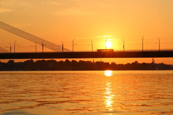 Tramonto sul fiume Daugava — Foto Stock