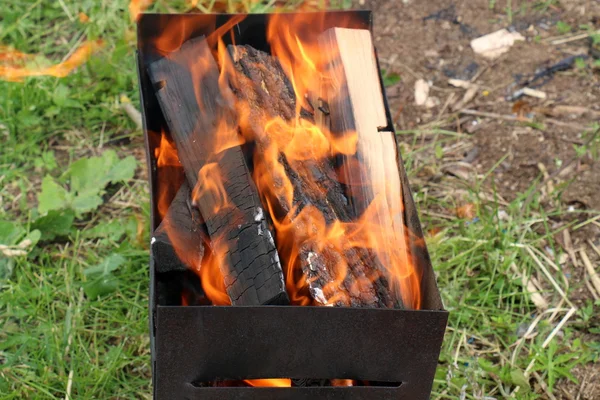 En el fuego queman leña — Foto de Stock