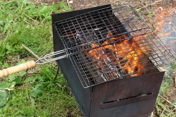 Dans le feu brûle du bois — Photo