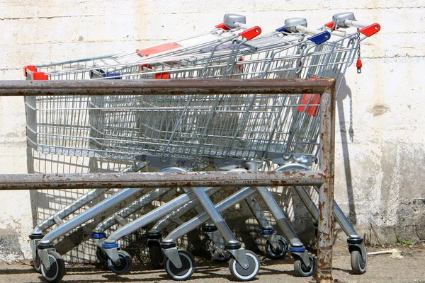 Carro Rueda Mano Para Transporte Mercancías Mercancías Calle Israel — Foto de Stock