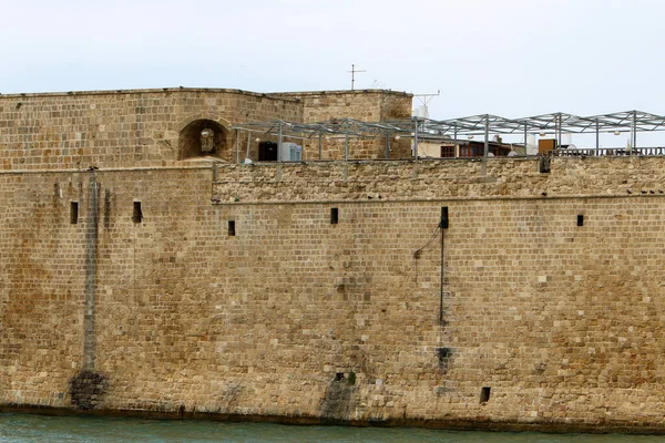 Muro Pietra Cemento Una Vecchia Fortezza Crociata Nel Nord Dello — Foto Stock