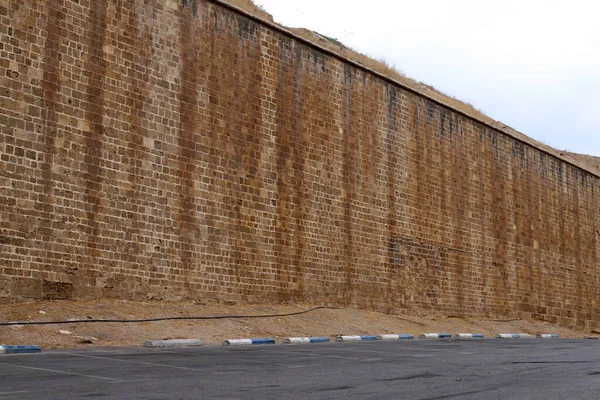 Wall Stone Concrete Old Crusader Fortress North State Israel — Stock Photo, Image