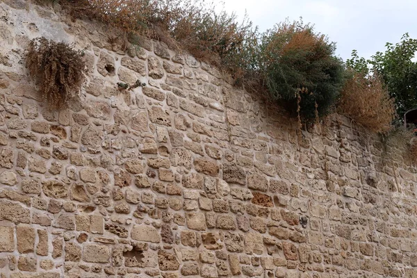 Mur Sten Och Betong Gammal Korsfararfästning Norra Delen Staten Israel — Stockfoto