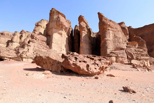 Pilares Salomão Vale Timna Perto Eilat Sul Israel Formações Rochosas — Fotografia de Stock