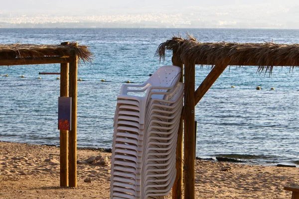 Sedie Tavoli Sono Piegati Chiusi Ristoranti Spiagge Sono Chiusi Epidemia — Foto Stock