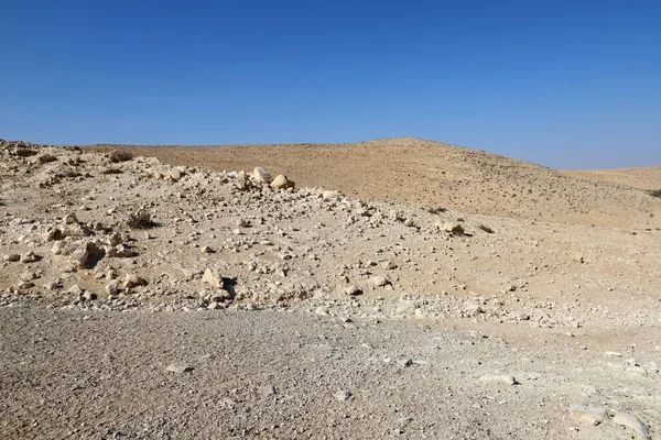 Srail Güneyindeki Negev Çölünde Manzara Çöl Srail Topraklarının Inı Kaplıyor — Stok fotoğraf