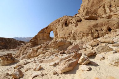 İsrail 'in güneyindeki Negev çölünde manzara. Çöl İsrail topraklarının% 60 'ını kaplıyor. 