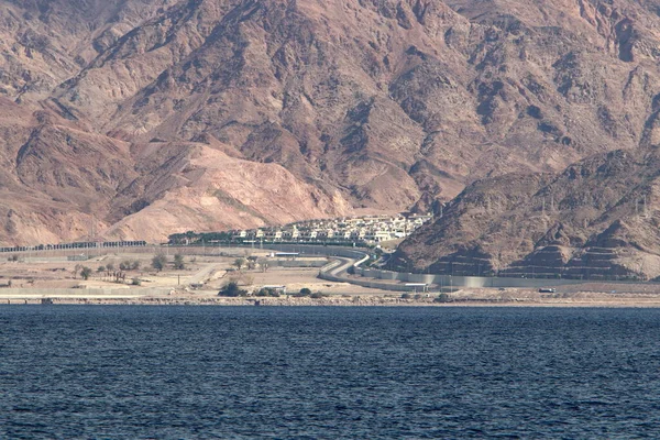 Jordan Drugiej Stronie Zatoki Eilat Zdjęcie Zrobione Strony Izraela — Zdjęcie stockowe