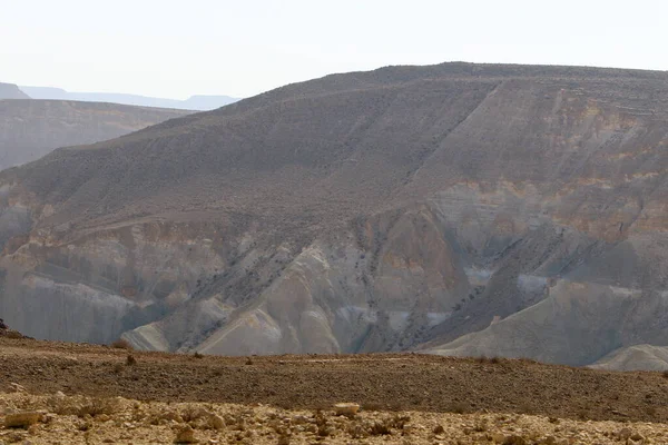 Górskie Krajobrazy Ramon Crater Pustyni Negev Południowym Izraelu Krater Około — Zdjęcie stockowe