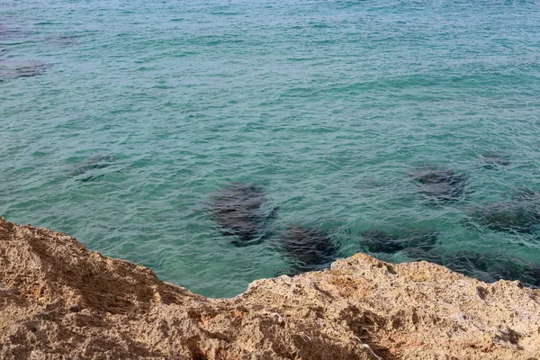 Rochas Pedras Nas Margens Mar Mediterrâneo Norte Estado Israel — Fotografia de Stock