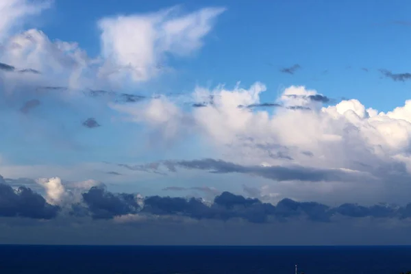 Rain Clouds Sky Mediterranean Sea December Rainy Season Israel — Stock Photo, Image