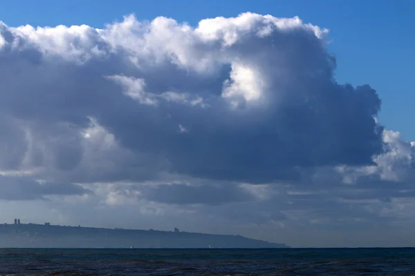 Nuages Pluie Dans Ciel Sur Mer Méditerranée Décembre Est Saison — Photo