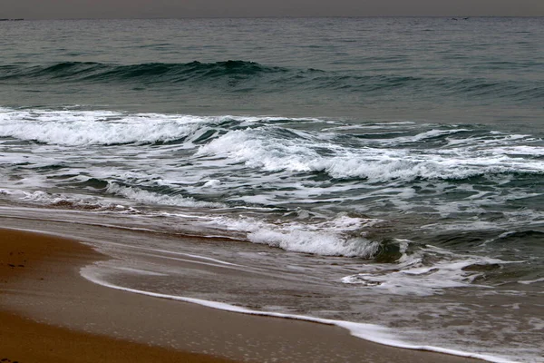 Spiaggia Deserta Durante Quarantena Sulla Costa Mediterranea Nell Inverno 2021 — Foto Stock