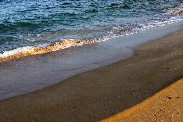 Verlaten Strand Tijdens Quarantaine Aan Middellandse Zeekust Winter 2021 Het — Stockfoto