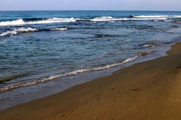 Verlassener Strand Während Quarantäne Der Mittelmeerküste Winter 2021 Nordisrael — Stockfoto