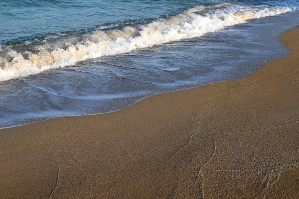 Praia Deserta Durante Quarentena Costa Mediterrânica Inverno 2021 Norte Israel — Fotografia de Stock