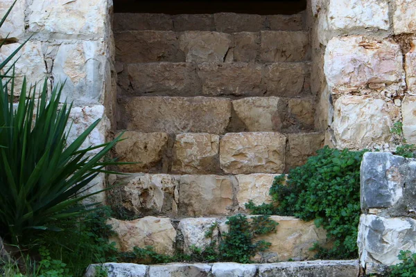 Escadaria Detalhe Arquitetônico Construção Habitação Israel Uma Estrutura Forma Uma — Fotografia de Stock