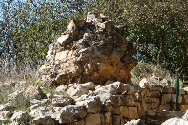 Ruins Ancient Stone Fortress Wall Northern Israel Ruins Ancient Fortress — Stock Photo, Image