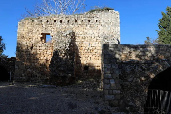 Ruinerna Forntida Fästningsmur Norra Israel Ruinerna Den Gamla Fästningen Hospitallers — Stockfoto