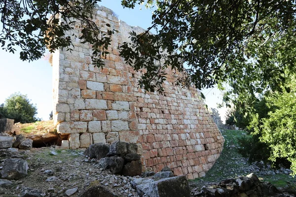 Ruïnes Van Een Oude Stenen Vestingmuur Het Noorden Van Israël — Stockfoto