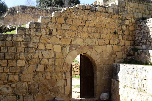 Ruines Ancien Mur Forteresse Pierre Dans Nord Israël Les Ruines — Photo