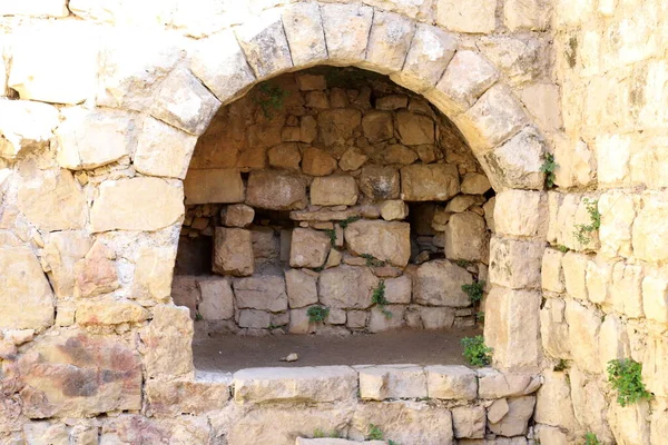 Kuzey Srail Deki Antik Taş Kale Duvarının Kalıntıları Hastanecilerin Antik — Stok fotoğraf