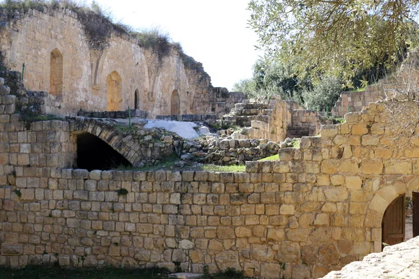 Ruines Ancien Mur Forteresse Pierre Dans Nord Israël Les Ruines — Photo