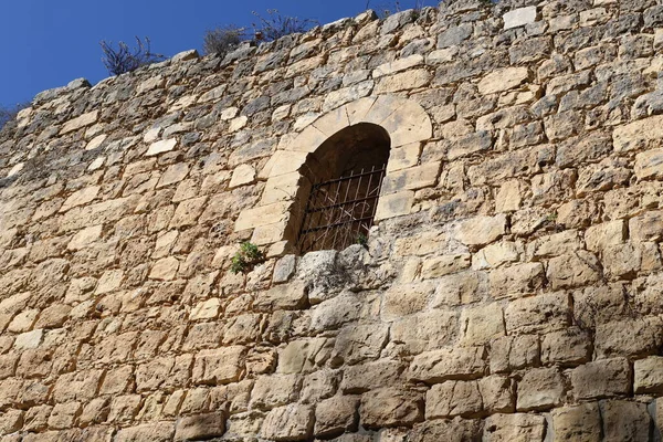 Ruiny Starożytnego Kamiennego Muru Obronnego Północnym Izraelu Ruiny Starożytnej Twierdzy — Zdjęcie stockowe