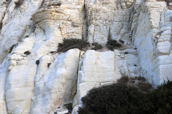 Белые Меловые Скалы Рош Никра Мыс Рош Никра Севере Израиля — стоковое фото