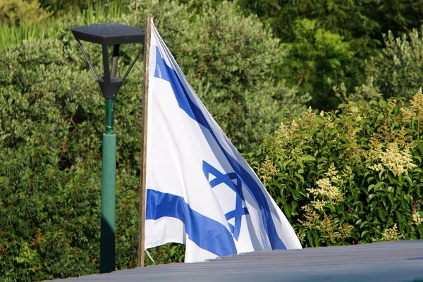 Bandera Blanco Azul Del Estado Israel Con Estrella David Seis — Foto de Stock