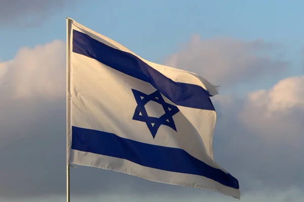 Bandera Blanco Azul Del Estado Israel Con Estrella David Seis — Foto de Stock