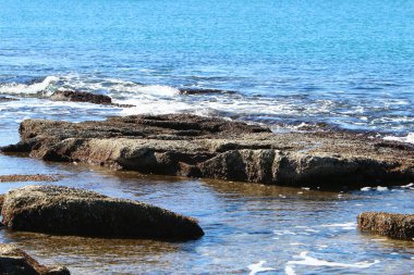 An uninhabited Mediterranean coast in northern Israel. In Israel, general quarantine due to corona virus (COVID-19) 