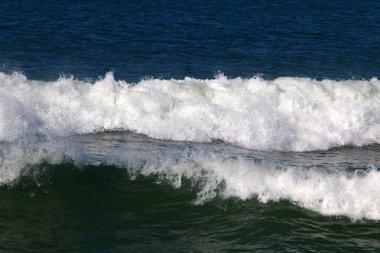 An uninhabited Mediterranean coast in northern Israel. In Israel, general quarantine due to corona virus (COVID-19) 