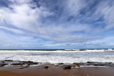 An uninhabited Mediterranean coast in northern Israel. In Israel, general quarantine due to corona virus (COVID-19) 