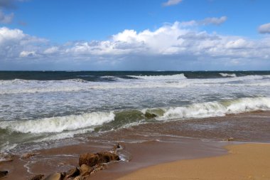An uninhabited Mediterranean coast in northern Israel. In Israel, general quarantine due to corona virus (COVID-19) 