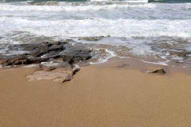 An uninhabited Mediterranean coast in northern Israel. In Israel, general quarantine due to corona virus (COVID-19) 