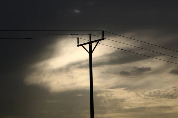 Линии Электропередач Высокого Напряжения Через Поля Горы Израиле — стоковое фото