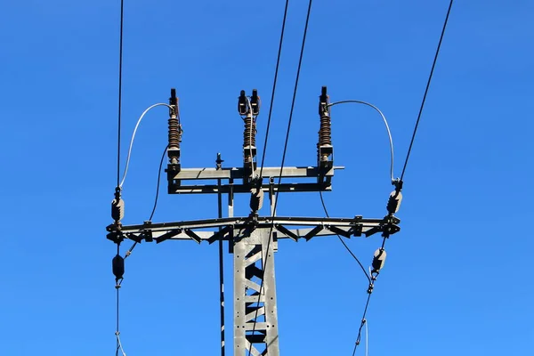 Líneas Eléctricas Alto Voltaje Través Campos Montañas Israel — Foto de Stock