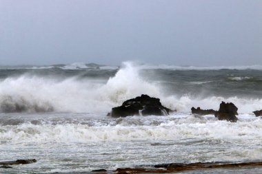 İsrail 'in kuzeyinde Akdeniz' de şiddetli fırtına, rüzgar ve sağanak yağış 