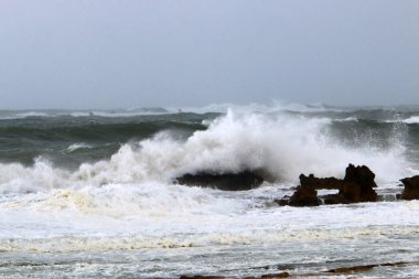 İsrail 'in kuzeyinde Akdeniz' de şiddetli fırtına, rüzgar ve sağanak yağış 