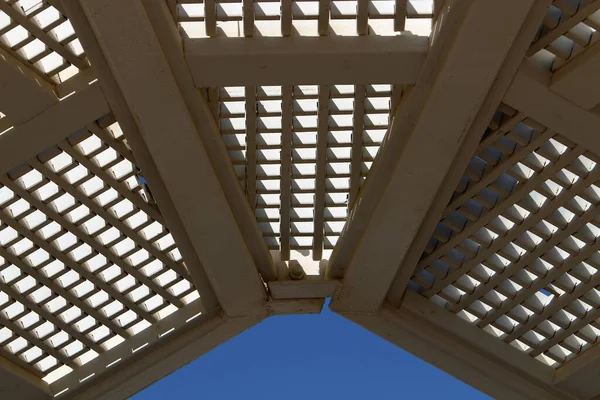 canopy for protection from the sun and outdoor recreation on the shores of the Mediterranean Sea in northern Israel