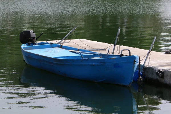 Пірс Швартування Човнів Узбережжі Середземного Моря Порту Тель Авів Ізраїль — стокове фото