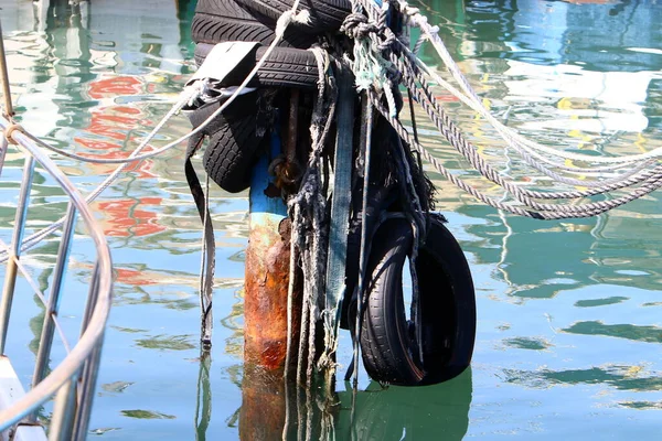 Brygga För Förtöjningsbåtar Vid Medelhavet Tel Avivs Hamn Israel — Stockfoto