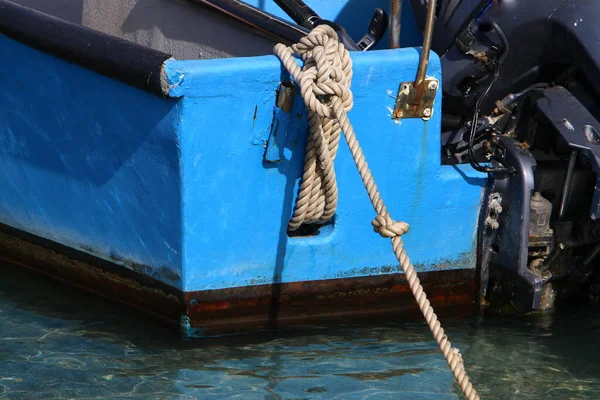 Muelle Para Amarre Barcos Orillas Del Mar Mediterráneo Puerto Tel — Foto de Stock
