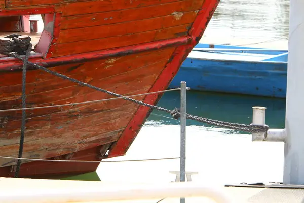 Пирс Швартовки Лодок Берегу Средиземного Моря Порту Тель Авив Израиле — стоковое фото