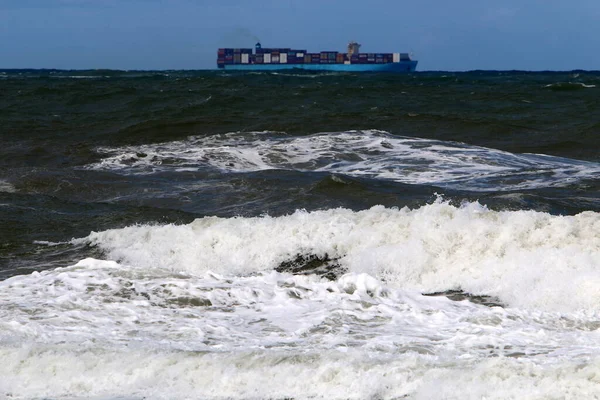 Große Wellen Und Wind Mittelmeer Vor Der Küste Israels Frühlingssturm — Stockfoto