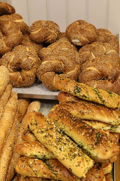 Brot Und Backwaren Werden Lebensmittelladen Verkauft Frisch Aromatisiertes Brot Auf — Stockfoto