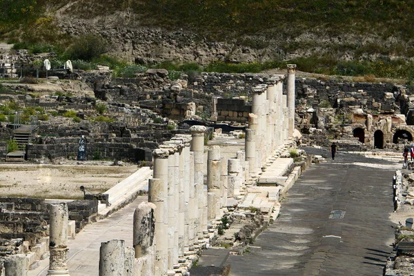 Ερείπια Της Αρχαίας Πόλης Beit She Στην Κοιλάδα Του Ιορδάνη — Φωτογραφία Αρχείου