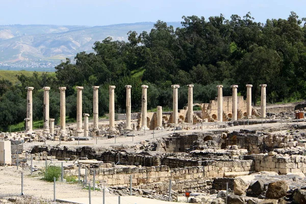 Ερείπια Της Αρχαίας Πόλης Beit She Στην Κοιλάδα Του Ιορδάνη — Φωτογραφία Αρχείου